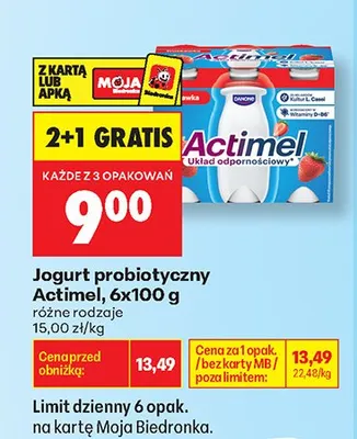 Jogurt probiotyczny Actimel 6-pak promocja w Biedronka