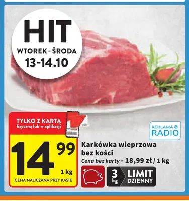 Karkówka wieprzowa bez kości promocja w Intermarche