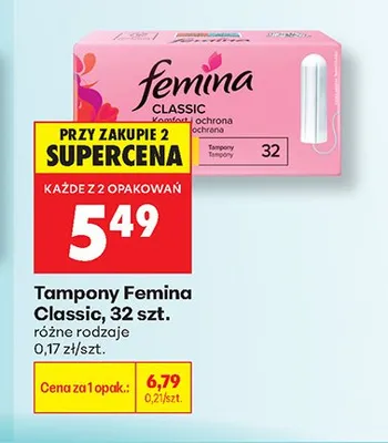 Tampony Femina Classic promocja w Biedronka