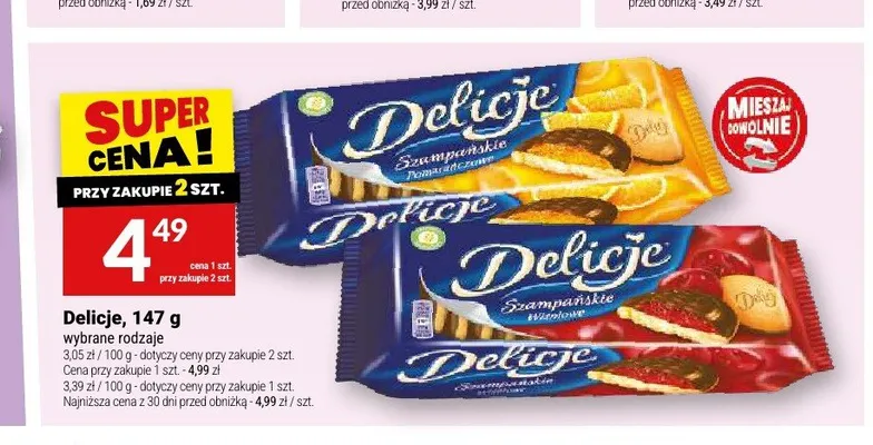 Ciastka Delicje Szampańskie Pomarańczowe promocja w Twój Market
