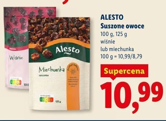 Suszone owoce Alesto Wiśnie promocja w Lidl