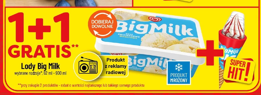 Lody Big Milk rożek promocja w POLOmarket