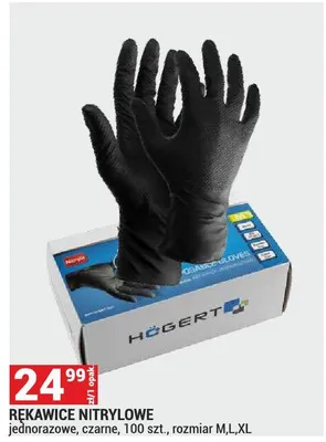 Rękawice nitrylowe Hogert jednorazowe czarne 100szt rozmiar M L XL promocja w Merkury Market