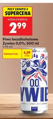 Piwo bezalkoholowe Żywiec 0,0% promocja w Biedronka