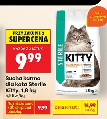 Karma sucha dla kota Sterile Kitty z kurczakiem promocja w Biedronka