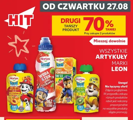 Sok Hortex Leon jabłko pomarańcza 100% promocja w Kaufland