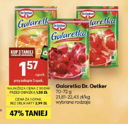 Galaretka o smaku truskawkowym Dr. Oetker promocja w Delikatesy Centrum