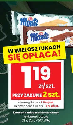 Kanapka mleczna Monte Snack promocja w emma MARKET