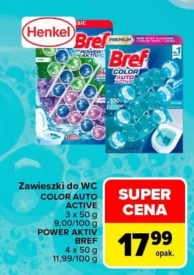 Zawieszki do WC Bref Color Auto Active 3-pak promocja w Carrefour