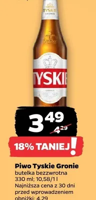 Piwo Tyskie Gronie butelka bezzwrotna promocja w Netto