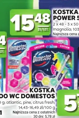 Kostka do WC Power 5 Domestos blue water pink promocja w Stokrotka