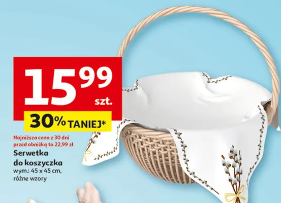 Serwetka do koszyczka wym.: 45 x 45 cm, różne wzory promocja w Auchan