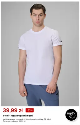 T-shirt regular gładki męski 4F promocja w 4F