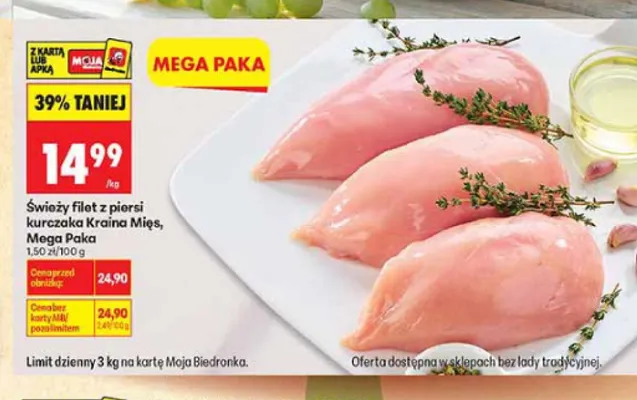 Świeży filet z piersi kurczaka Kraina Mięs Mega Paka promocja w Biedronka