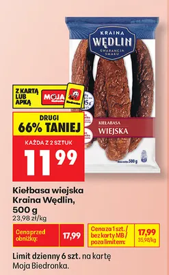 Kiełbasa wiejska Kraina Wędlin promocja w Biedronka