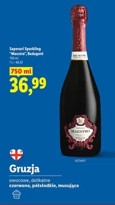 Wino musujące Saperavi Sparkling Maestro Badagoni promocja w Lidl