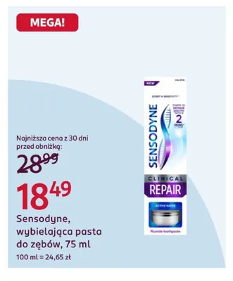Wybielająca pasta do zębów Sensodyne promocja w Rossmann