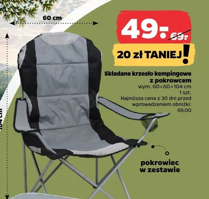 Składane krzesło kempingowe z pokrowcem wym. 60x60x104cm promocja w Netto