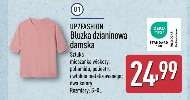 Bluzka dzianinowa damska UP2FASHION promocja w Aldi