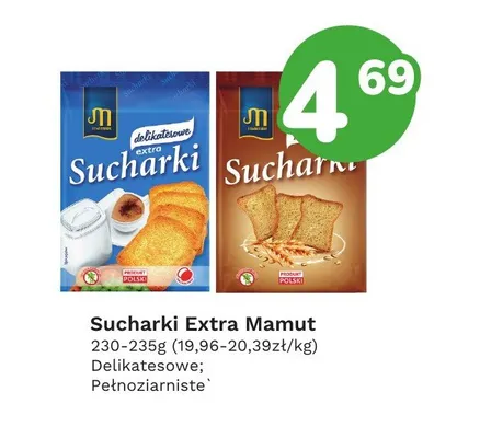 Sucharki Extra Mamut pełnoziarniste promocja w Limonka