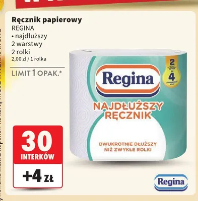 Ręcznik papierowy najdłuższy 2 warstwy Regina 2-pak promocja w Intermarche