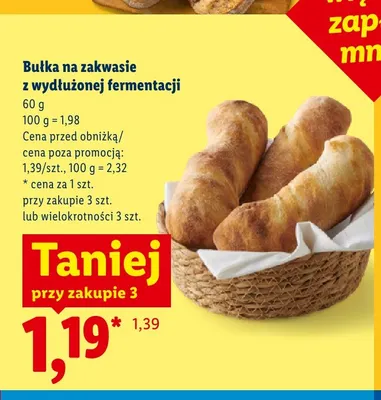 Bułka na zakwasie z wydłużonej fermentacji promocja w Lidl