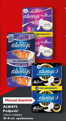 Podpaski Always Platinum Ultra Secure Night promocja w Kaufland