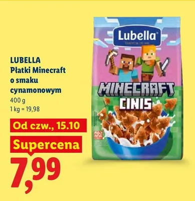 Płatki Minecraft o smaku cynamonowym Lubella promocja w Lidl