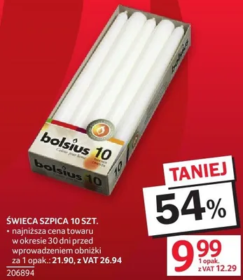 Świeca szpica 10 SZT. BOLSIUS promocja w Selgros