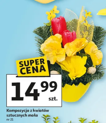 Kompozycja z kwiatów sztucznych mała promocja w Auchan