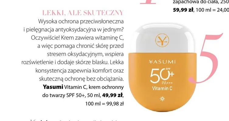 Krem ochronny do twarzy SPF 50+ Yasumi Vitamin C promocja w Hebe