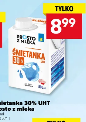 Śmietanka 30% UHT Prosto z mleka promocja w LEWIATAN