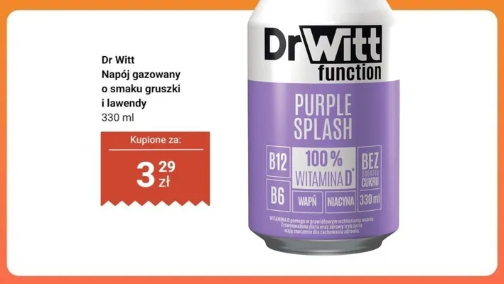 Napój gazowany Dr Witt Function Purple Splash o smaku gruszki i lawendy promocja w Dino