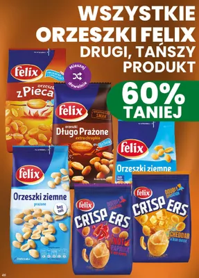 Orzeszki ziemne prażone bez soli Felix promocja w Dino