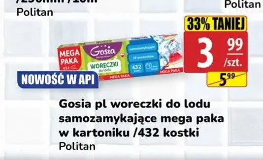 Woreczki do lodu samozamykające mega paka w kartoniku Gosia promocja w API Market