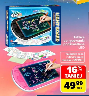 Tablica do rysowania podświetlana LED promocja w Carrefour