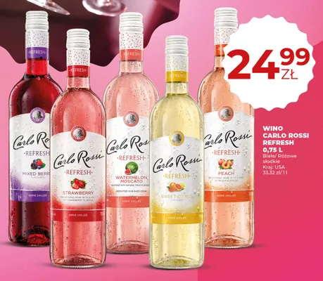 Wino Carlo Rossi Refresh Sweet Citrus 0,75 L promocja w Duży Ben