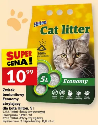 Żwirek bentonitowy Economy zbrylający dla kota Hilton 5l promocja w Twój Market