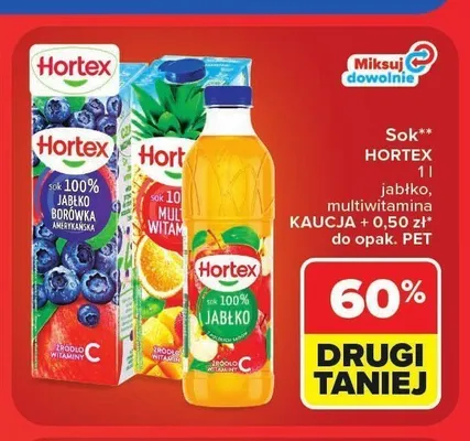 Sok Hortex jabłko borówka amerykańska promocja w Carrefour