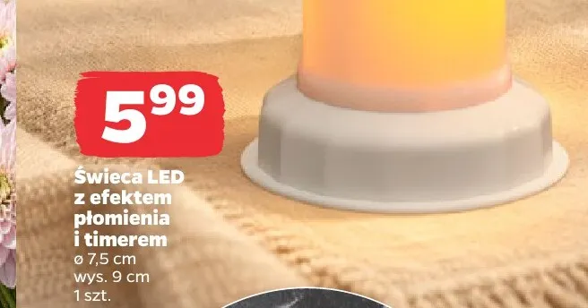 Świeca LED z efektem płomienia i timerem promocja w Netto