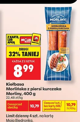 Kiełbasa Morlińska z piersi kurczaka Morliny promocja w Biedronka