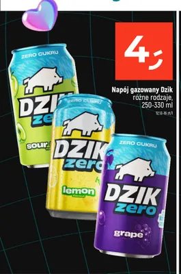 Napój gazowany Dzik Zero Sour Apple promocja w Dealz