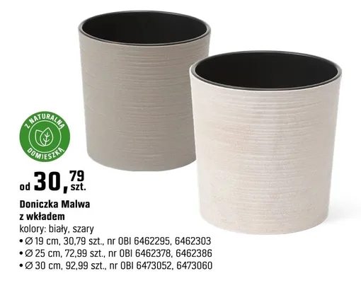 Doniczka Malwa z wkładem Ø 30 cm promocja w OBI