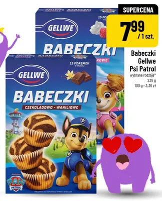Babeczki Gellwe Psi Patrol malinowo-śmietankowe promocja w POLOmarket