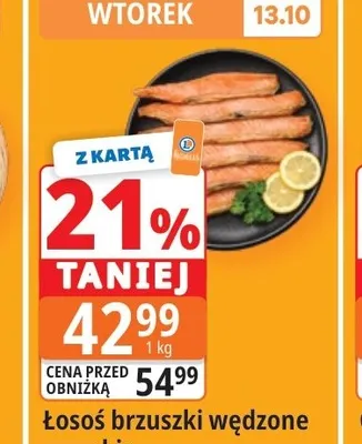 Łosoś brzuszki wędzone szerokie promocja w Leclerc