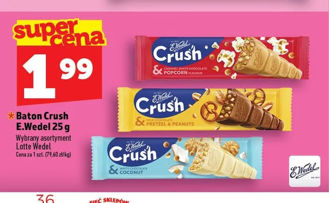 Baton Crush Caramel White Chocolate & Popcorn Flavour E.Wedel promocja w TOPAZ