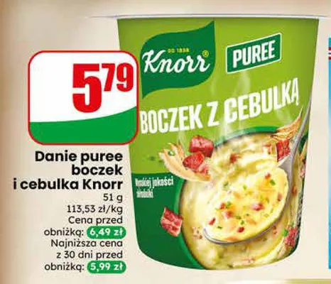 Danie puree boczek i cebulka Knorr promocja w Dino