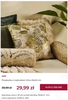 Poszewka z nadrukiem Zina 45x45 cm home & you promocja w home&you