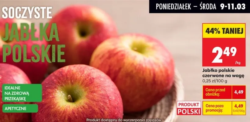 Jabłka polskie czerwone na wagę promocja w Biedronka