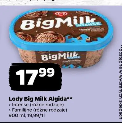 Lody Big Milk Algida Intense promocja w Netto